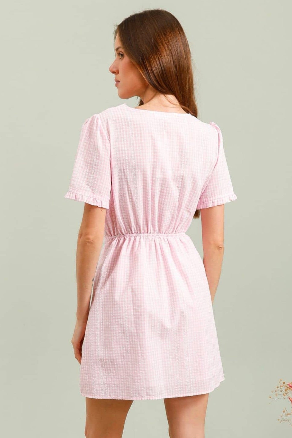 Abito corto da cerimonia Alina, maniche corte, rosa e altri colori
